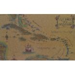 After Xandra Fisher (20th Century, American), a coloured print, A map of 'West Indies and The