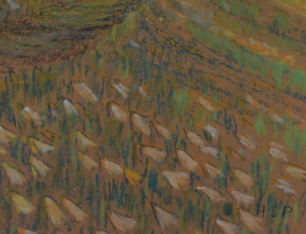 HCP (20th Century), pastel, two countryside landscapes, depicting a woodland path and a harvested - Image 4 of 6