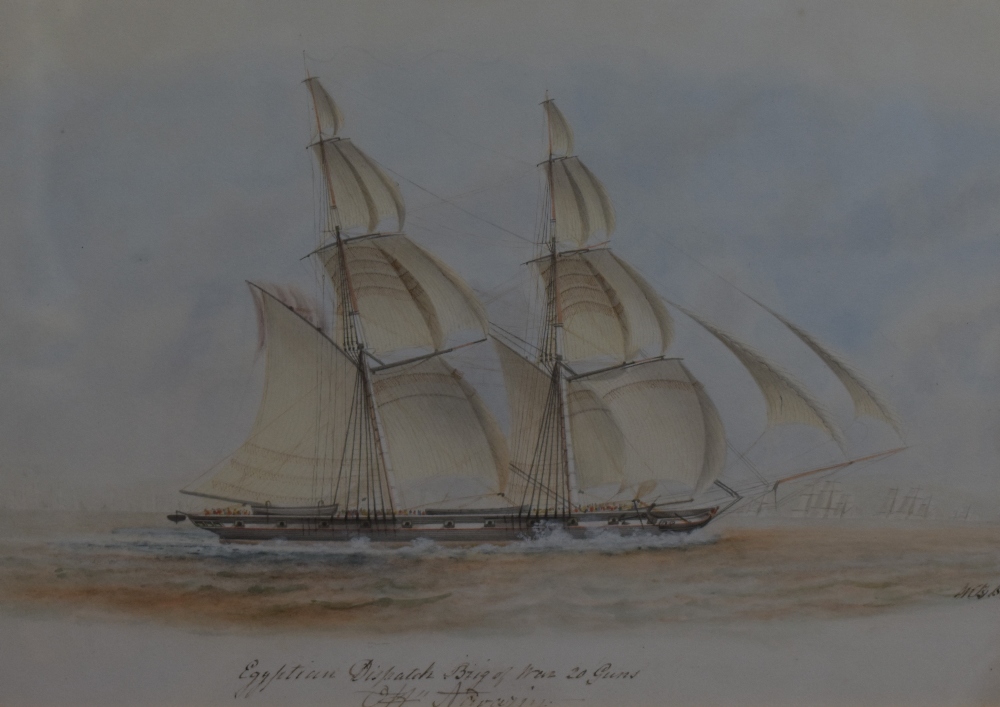 Captain W.C Browne (British act. 1824-1860) watercolour, American Liner, entitled, initialled and - Image 3 of 5