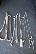 Seven HM silver and white metal necklaces and chains, most stamped 925/silver including Silver