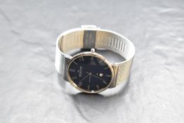 A gent's quartz wrist watch by Skagen, model: 355XLSSNA, having Arabic numeral dial with date