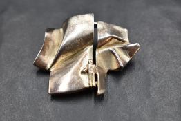 A silver Lapponia Finnish silver brooch by Bjorn Weckstrom from the Lapponia 1960's space series