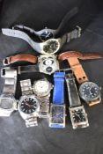 A selection of modern fashion wrist watches including Adidas, Limit, Kangol, Emporio Armani etc