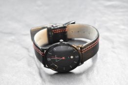 A gent's quartz wrist watch by Skagen, model: 681XLBLBR, having baton numeral dial and date aperture