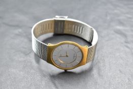 A gent's quartz wrist watch by Skagen, model: 233LGS having baton numeral dial to circular face on a