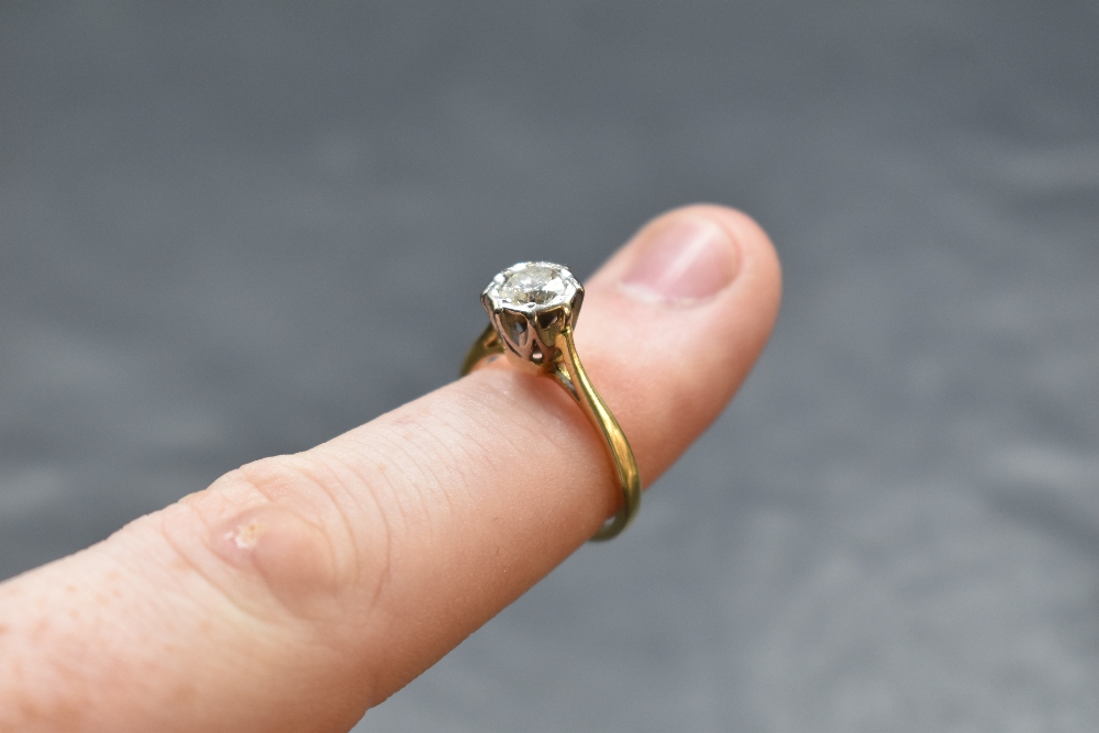 A diamond solitaire ring, approx 0.55ct in an illusionary setting to knife blade shoulders on an - Image 2 of 2