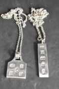 Two 1977 Silver Jubilee silver ingot pendants, one bearing Sidney Beddall of Ambleside makers marks