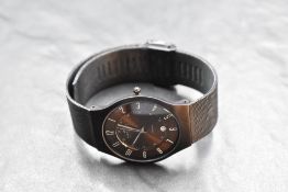 A gent's quartz wrist watch by Skagen, model: 233XLTMD, having Arabic numeral dial and inner 24hr