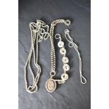 A small selection of HM silver and white metal jewellery including muff chain, bracelet, chain &