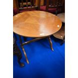 A vintage oak and ply occasional table and a childs solid seat chair