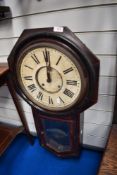 A Victorian drop dial American wall clock, marked Regulator to glass, by Ansonia Clock Co