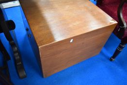 A 19th Century stained frame storage chest having lift lid and brass handles