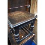 A period style oak coffin stool style occasional table