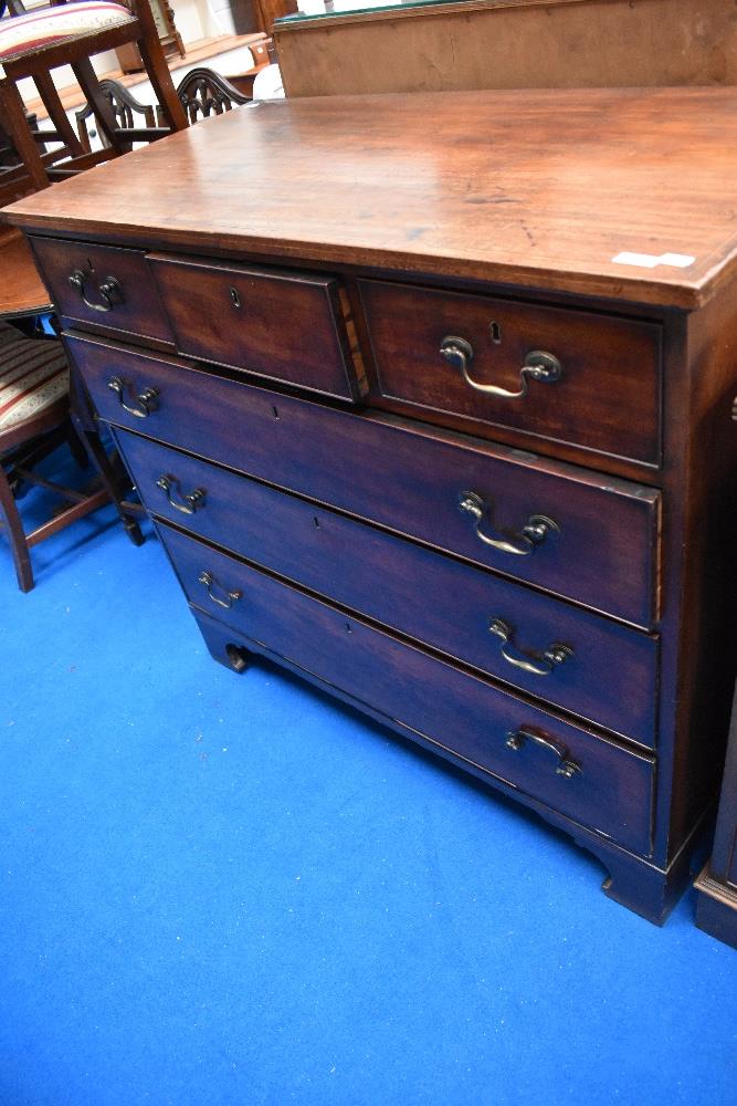 A 19th mahogany chest of three over three drawers, on bracket feet