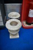 A pair of Alabaster urn style planter of small proportions