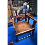 A Georgian mahogany solid seat carver chair of small proportions