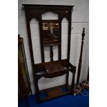 A late 19th or early 20th Century oak hall stand