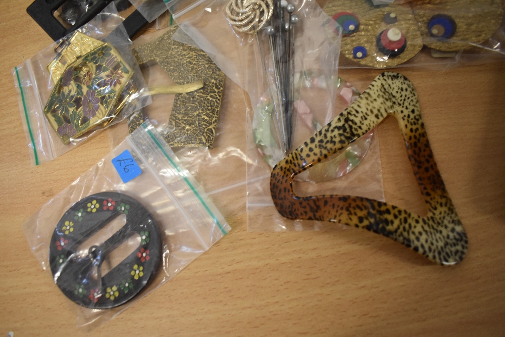 A superb collection of vintage and antique buckles, hat pins and similar, including lucite, - Image 4 of 5