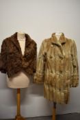 A vintage 1960s coney coat and a similar cape, around 1940s.
