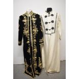 Two vintage Western made garments, having middle Eastern influence, including black velvet full