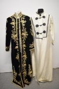 Two vintage Western made garments, having middle Eastern influence, including black velvet full