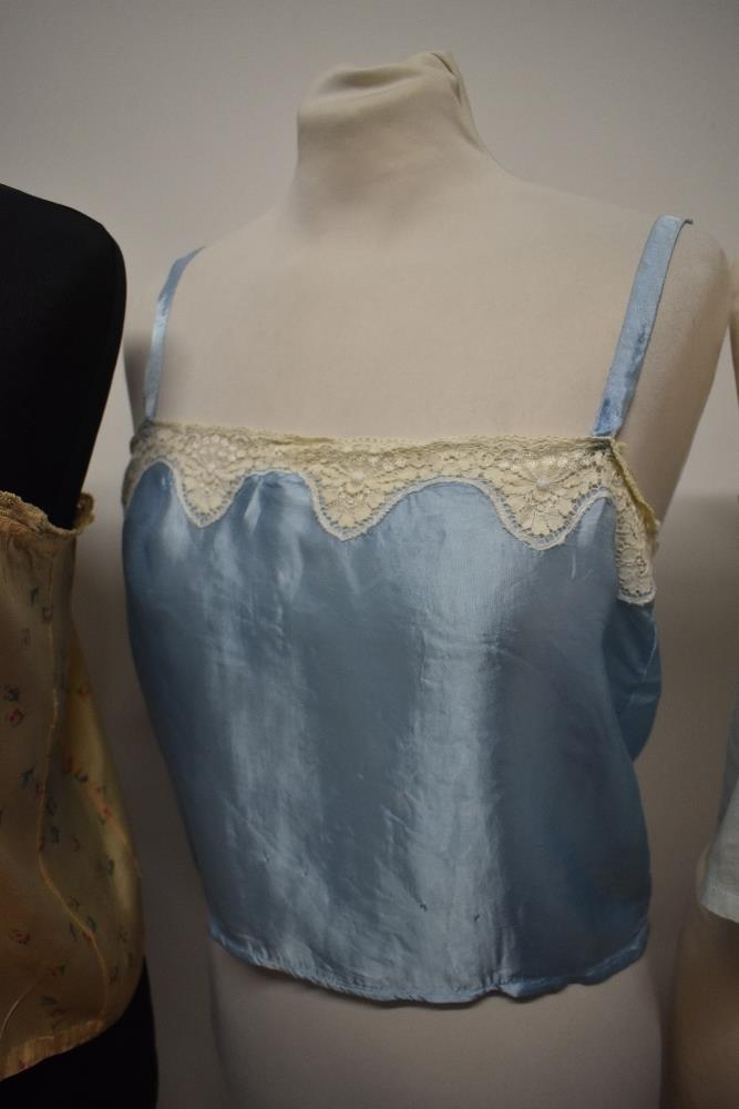 Three 1920s and 1930s camisoles, all having lace work. - Image 4 of 8