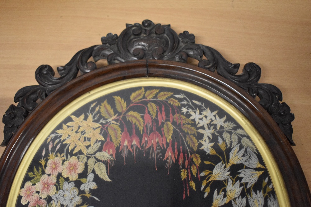 A framed and glazed Victorian panel, depicting finely detailed sprays of flowers. - Image 3 of 7