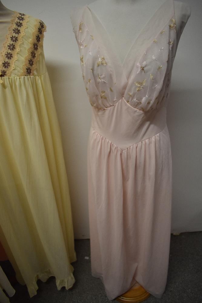 A 1950s pink rayon nightdress with nylon detail to bust, a 1950s pale pink embroidered nylon - Image 5 of 12
