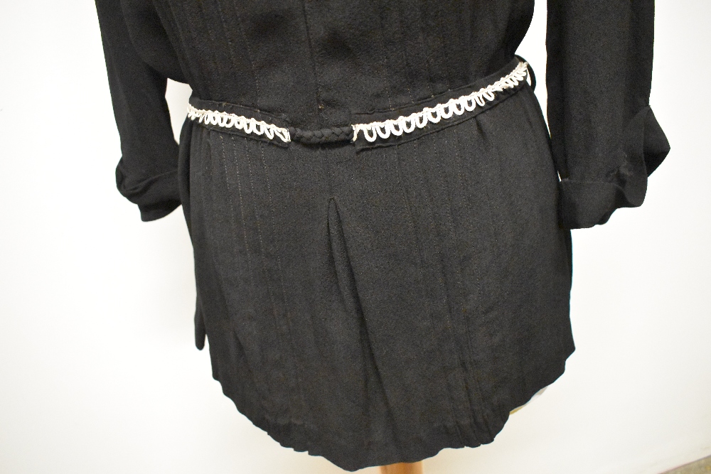 A 1940s crepe blouse having belted waist, 3/4 sleeves and button back fastening, larger size. - Image 7 of 7