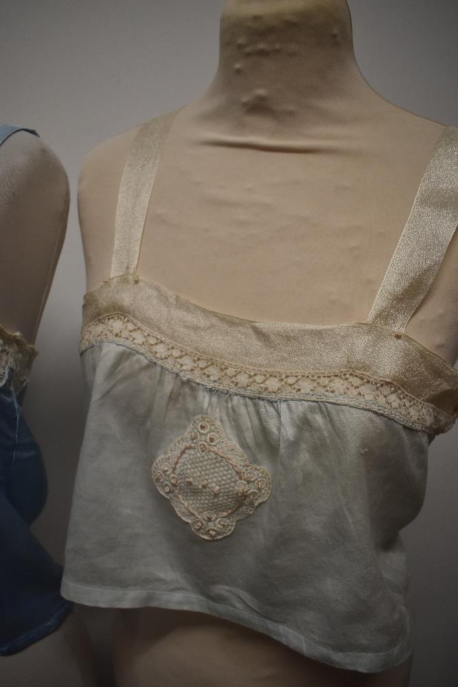 Three 1920s and 1930s camisoles, all having lace work. - Image 5 of 8