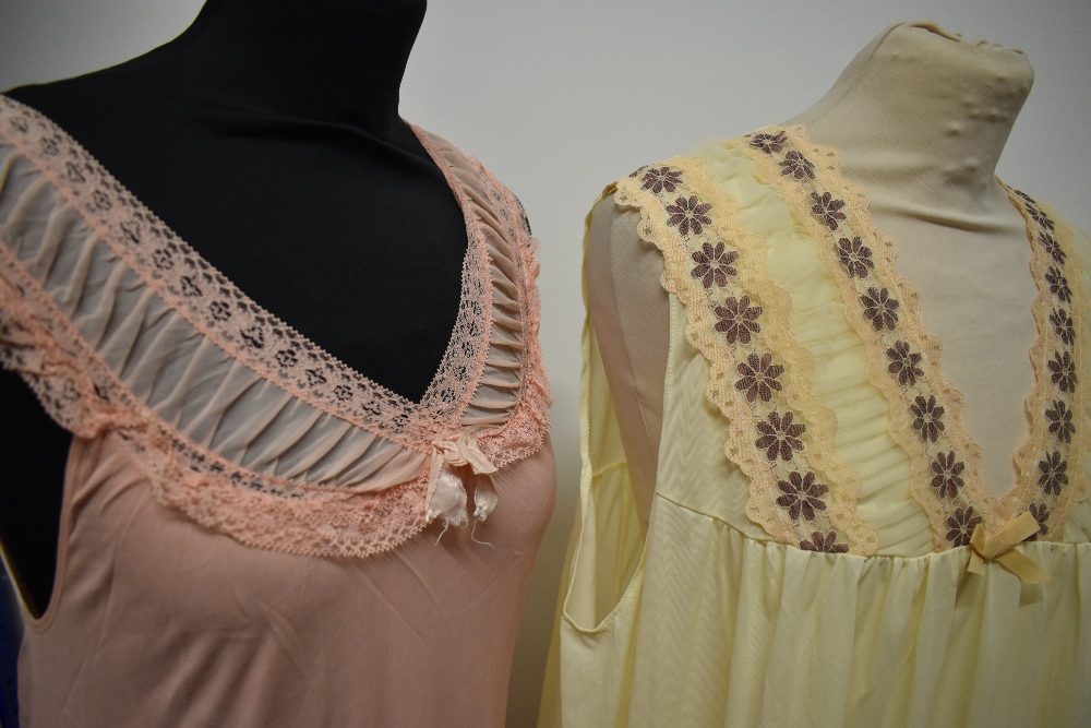A 1950s pink rayon nightdress with nylon detail to bust, a 1950s pale pink embroidered nylon - Image 3 of 12