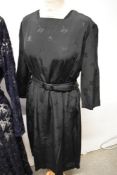 A mixed lot of vintage 1940s/50s items, including sheer navy blue embroidered tulle dress, AF, black