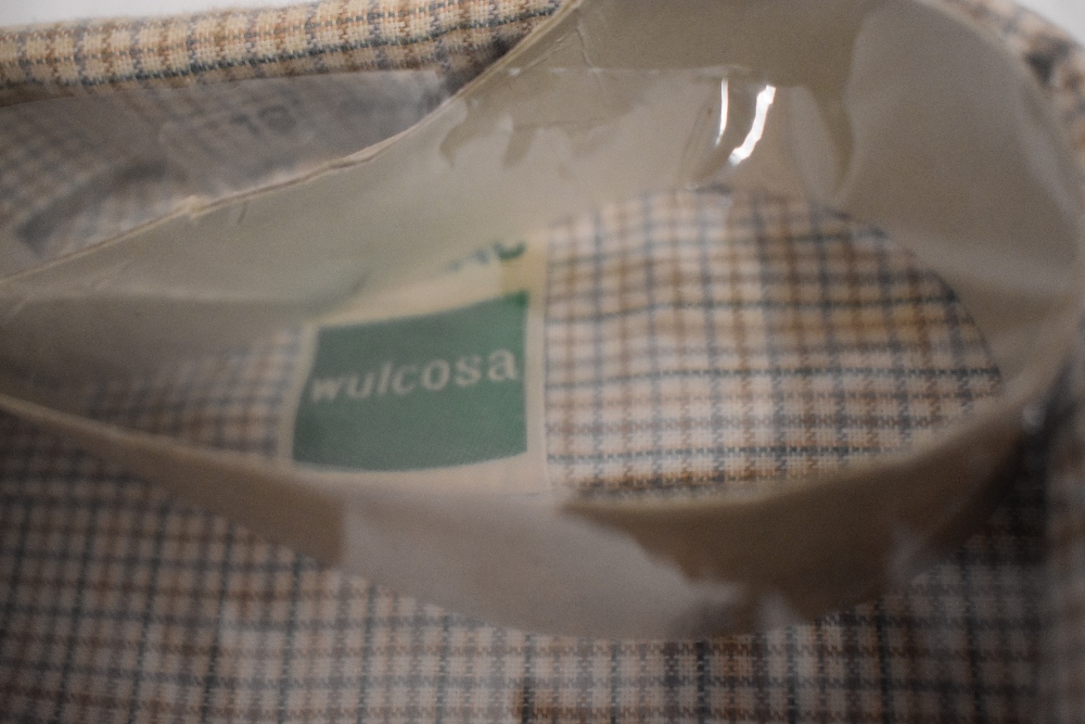 A 1950s 'Radiac' gents collarless shirt, in green and brown fine check, as new, in packaging, with - Image 2 of 4