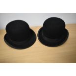 Two vintage bowler hats.