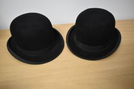 Two vintage bowler hats.