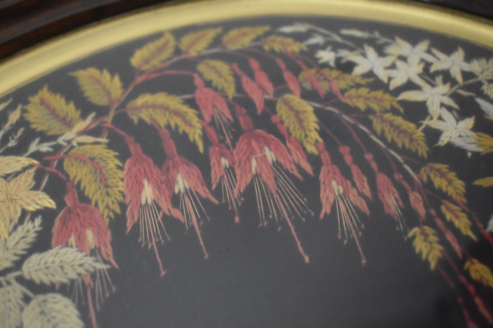 A framed and glazed Victorian panel, depicting finely detailed sprays of flowers. - Image 4 of 7