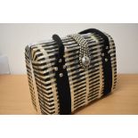 A vintage silver and black 1950s woven box bag, having reconditioned straps and lining.