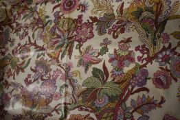 Three large pieces of Sanderson 'Palampose' fabric, one of which has started being made into a