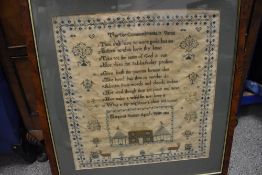 A late Georgian needlework sampler, worked by Margaret Baxter, aged 9 years, 1836, having