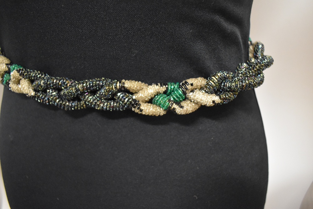 A beaded 1930s Art Deco plaited belt in clear, green and iridescent coloured beads. - Image 6 of 10