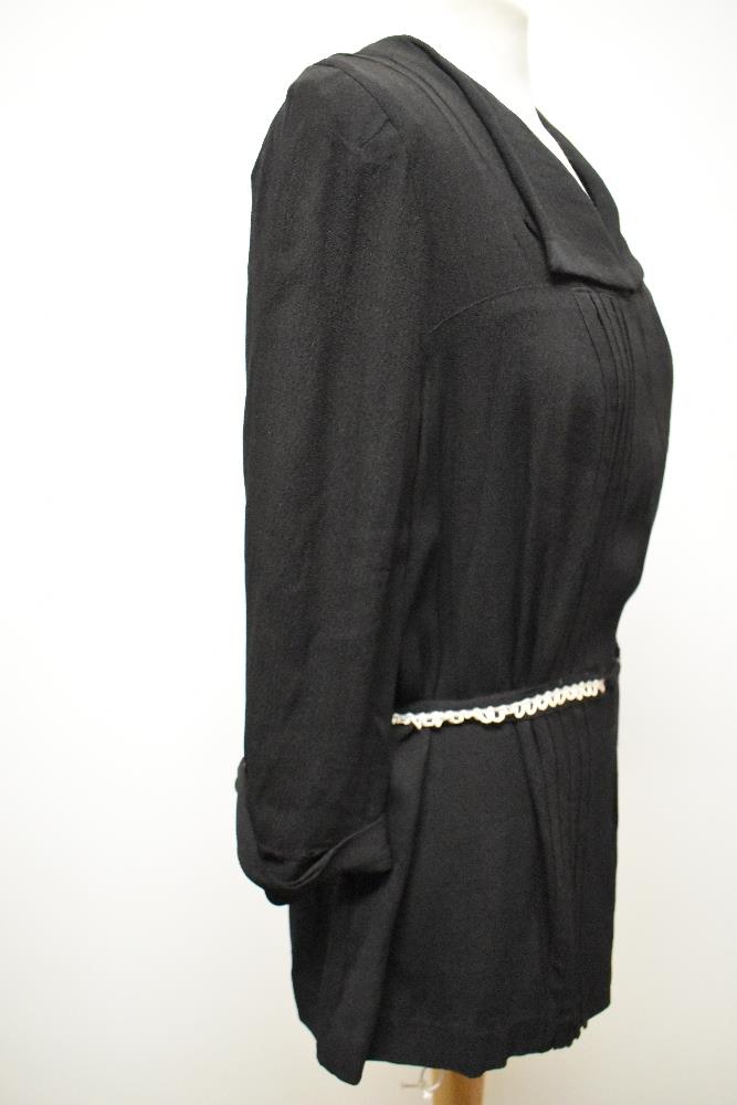 A 1940s crepe blouse having belted waist, 3/4 sleeves and button back fastening, larger size. - Image 3 of 7