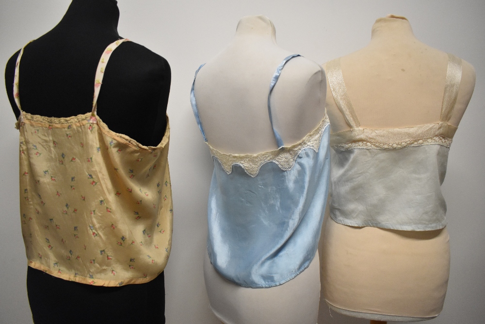 Three 1920s and 1930s camisoles, all having lace work. - Image 7 of 8