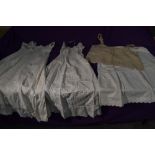 Two Victorian christening gowns pin tucks, lace work and embroidery, a vintage petticoat and a