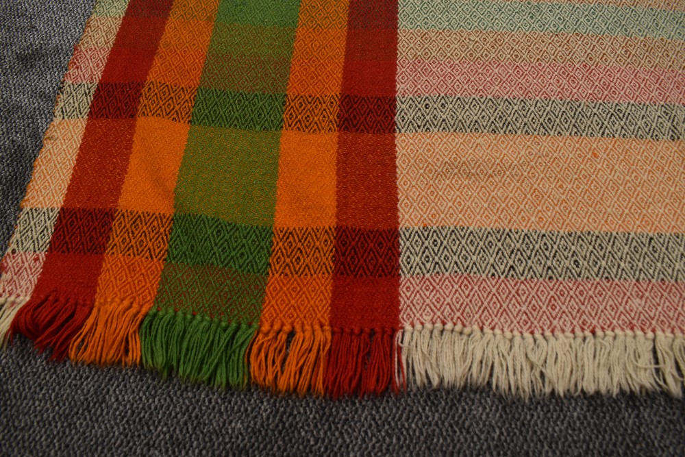 A late 1920s/1930s brightly coloured 'Goose eye' blanket, woven at the Cumbria tweed mill, (Formally - Image 2 of 7