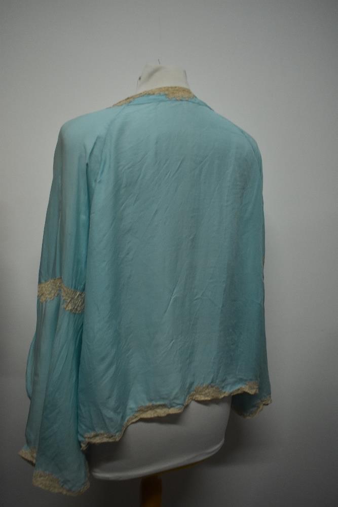 Two 1930s silk be jackets, one in pink with lace to collar and sleeves and the other blue, with deep - Image 9 of 11