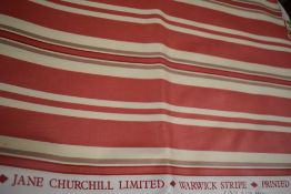 Three good sized pieces of 'Warwick stripe', designed by Jane Churchill, 1991.
