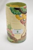 A Clarice Cliff cylindrical Rhodanthe vase, with impressed '566 S/S' marks to the base, and