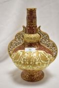 A Royal Crown Derby Islamic design vase, gourd shaped, with gilt embellisments and reticulated