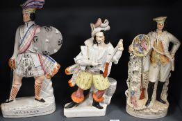 Three Staffordshire porcelain figural ornaments, to comprise 'Will Watch, The Smuggler', '