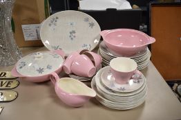 A group of 1950's J&G Meakin 'Innocence' pattern tea and dinner wares, with stylish pink and